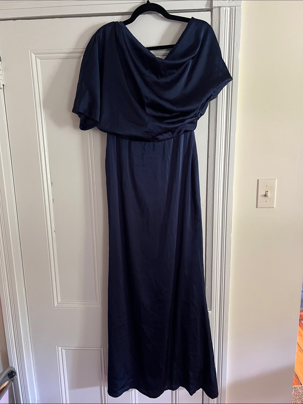 One-Shoulder Navy Evening Dress